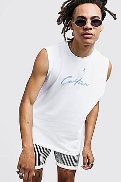 Boohoo Drop Arm Hole Tank With Slogan