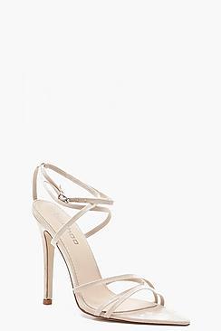 Boohoo Extreme Pointed Toe Wrap Strap Heels
