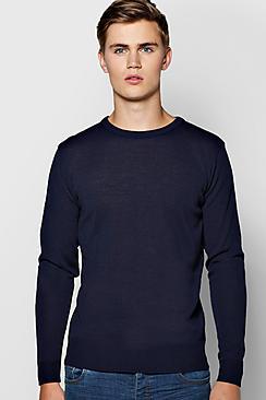 Boohoo Black Crew Neck Fine Gauge Knitted Jumper