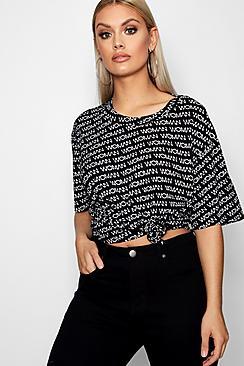 Boohoo Plus Sara All Over Woman Oversized Tee
