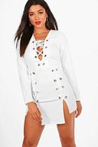 Boohoo Fran Lace Up Statement Bodycon Dress