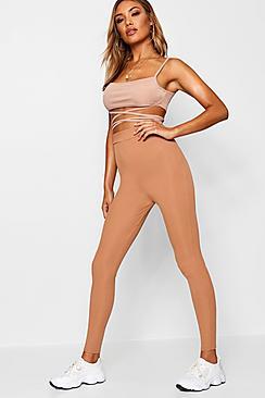 Boohoo Ava Wrap Ribbed Crop And Legging Co-ord Set