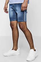 Boohoo Skinny Fit Panelled Denim Shorts With Piping