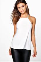 Boohoo Petite Maisie Ring Detail Strappy Back Cami Ivory