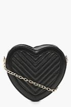 Boohoo Kate Quilted Heart Cross Body