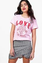 Boohoo Aubrey La Love Printed Tee