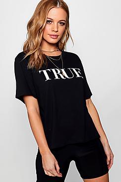Boohoo Petite Alicia True Slogan T-shirt