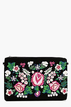Boohoo Ava Embroidered Clutch Bag