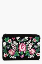 Boohoo Ava Embroidered Clutch Bag