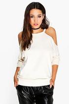Boohoo Keira Textured Cold Shoulder Top