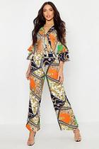 Boohoo Chain Print Wide Leg Trouser