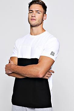 Boohoo Colour Block Ribbed T-shirt With Man Print