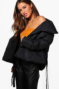 Boohoo Petite Layla Large Collar Padded Coat