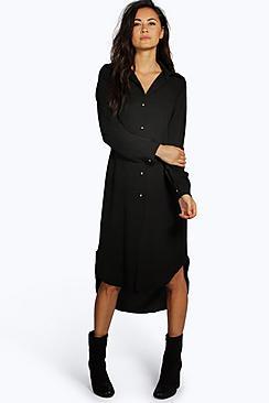Boohoo Ivone Long Line Shirt Dress