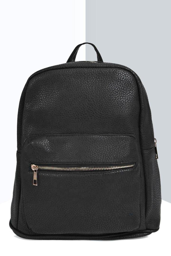 Boohoo Lily Pocket Front Backpack Black