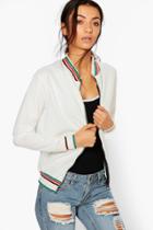Boohoo Tall Beth Tonal Sports Rib Scuba Bomber Cream