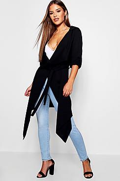 Boohoo Petite Tie Belted Duster Jacket