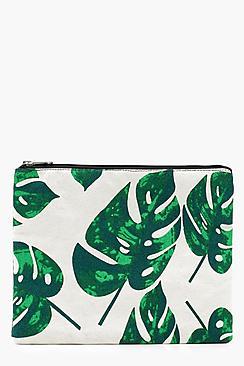 Boohoo Kerry Tropical Leaf Clutch Bag