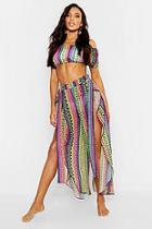 Boohoo Rainbow Tribal Bardot & Trouser Beach Co-ord