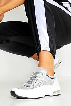 Boohoo Metallic Panel Bubble Sole Trainers