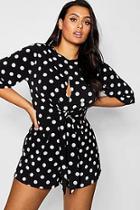 Boohoo Plus Spotty Twist Front Playsuit