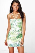 Boohoo Donatella Tropical Print Strappy Bodycon Dress
