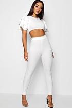 Boohoo Ruffle Sleeve Top And Trouser Co-ord Set