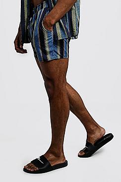 Boohoo Chain Stripe Short Length Swim Short