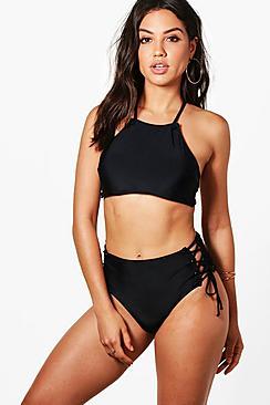 Boohoo Tenerife Cropped H/w Eyelet Bikini
