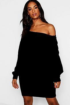 Boohoo Tall Slash Neck Jumper Dress