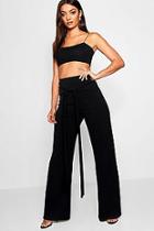 Boohoo Tall Tie Front Wide Leg Pants