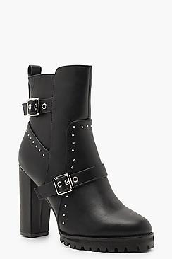 Boohoo Studded Cleated Platform Shoe Boots