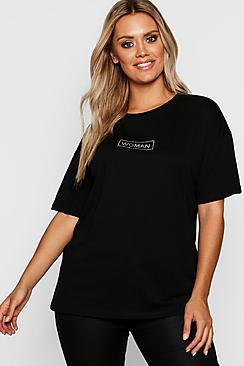 Boohoo Plus Diamante Woman Slogan T-shirt