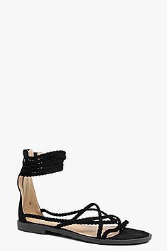 Boohoo Isobel Plaited Cuff Flat Sandal