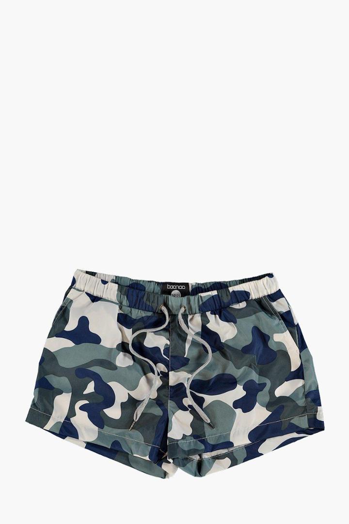 Boohoo Camo Swim Shorts Navy