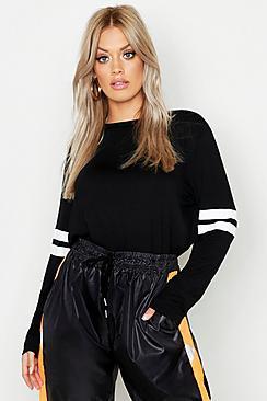 Boohoo Plus Baseball Long Sleeve Top