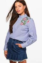 Boohoo Megan Striped Embroidered Shirt