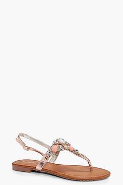 Boohoo Amelia Embellished T Bar Sandal