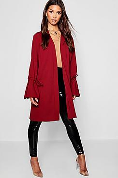 Boohoo Tie Sleeve Detail Duster Jacket