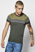 Boohoo Muscle Fit Faded Stripe Knitted T-shirt