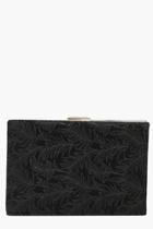 Boohoo Heidi Eastern Leaf Velvet Box Clutch Black