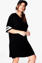 Boohoo Plus Charlotte Oversized Baseball T-shirt Dress Black