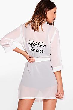 Boohoo Eva Bride Slogan Sheer Embroidered Night Robe