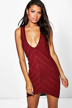 Boohoo Billie Bandage Panelled Bodycon Dress