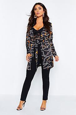 Boohoo Chain Print Satin Duster