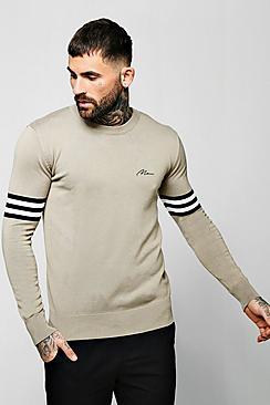 Boohoo Man Signature Arm Stripe Sweater