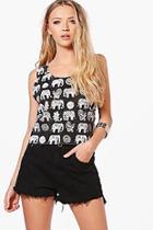 Boohoo Adrianna All Over Elephant Print Embellished Vest
