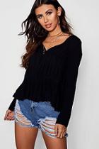 Boohoo Petite Ellie Gathered Front V Neck Blouse