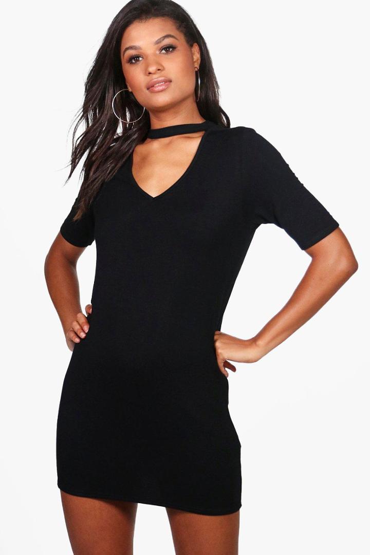 Boohoo Becky Choker Dress Black