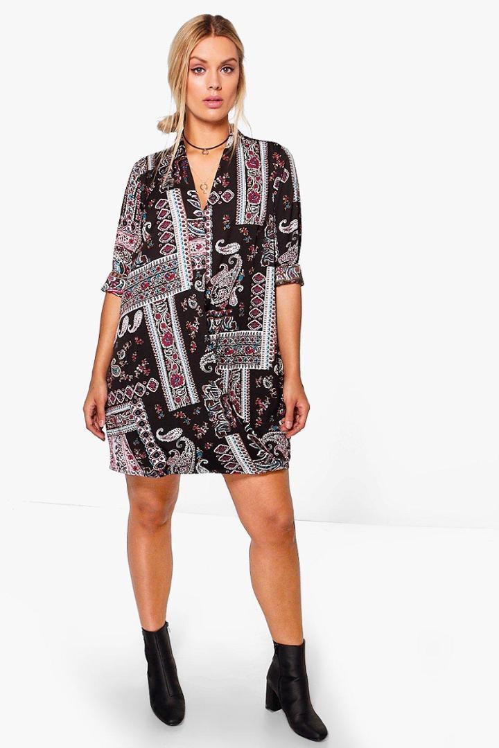 Boohoo Plus Lydia Printed Wrap Dress Multi